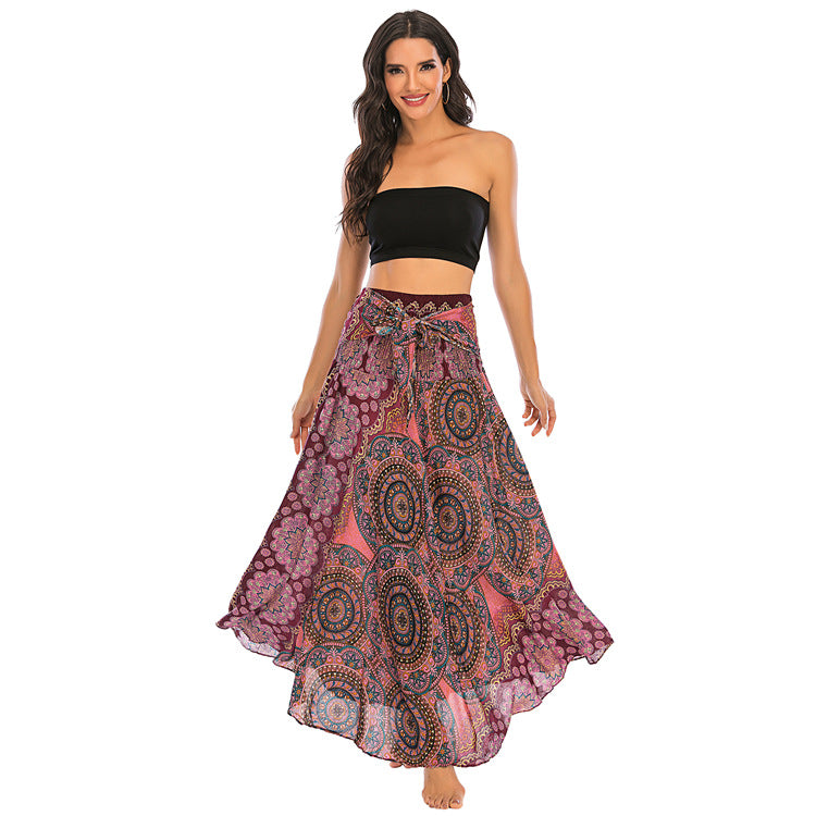 Casual Thai Beach Vacation Two-way Big Swing Belly Dress