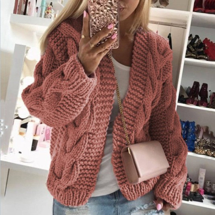 Women's Rough Thick Thread Twist Knitted Cardigans