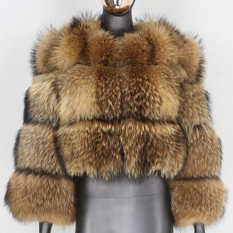 Women's Glamorous Fur Imitation Raccoon Stitching Coats