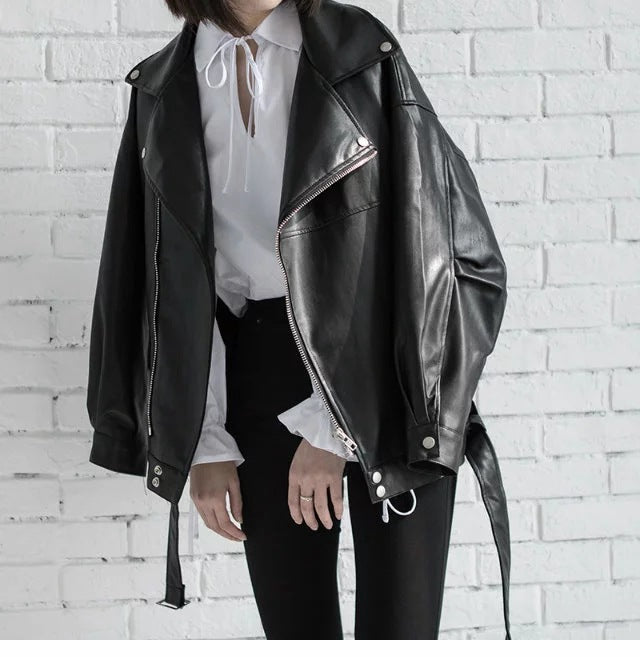 Style Clothes Female Autumn Loose Leather Jackets