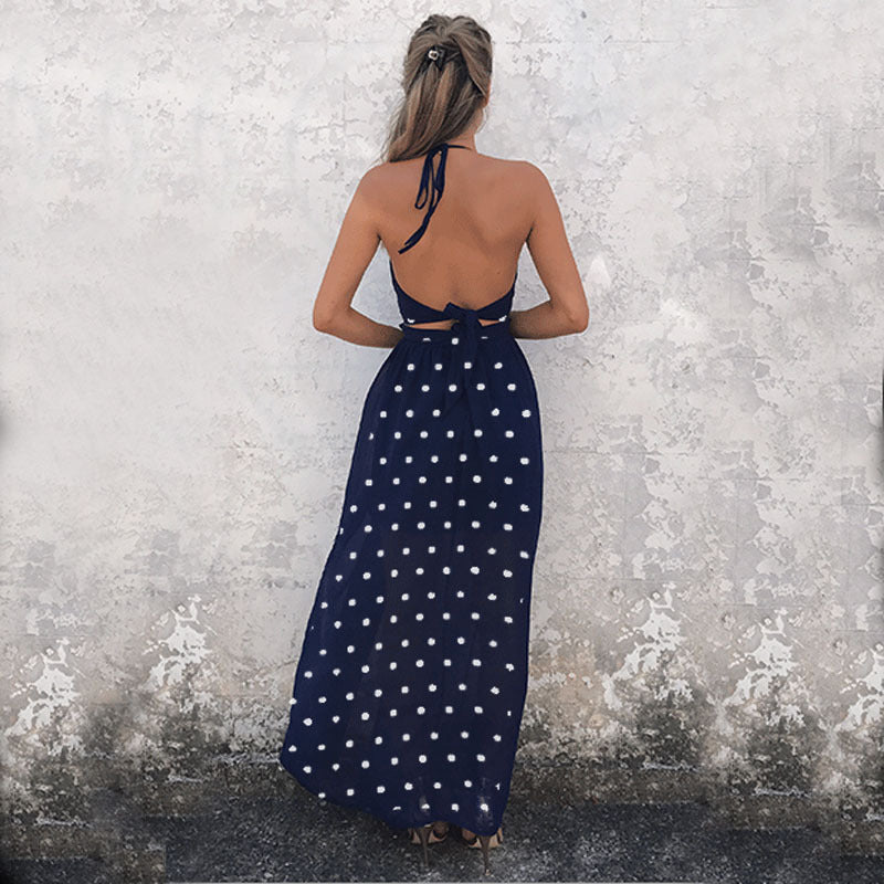 Women's Chiffon Sexy Sling Printed Bohemian Seaside Dress
