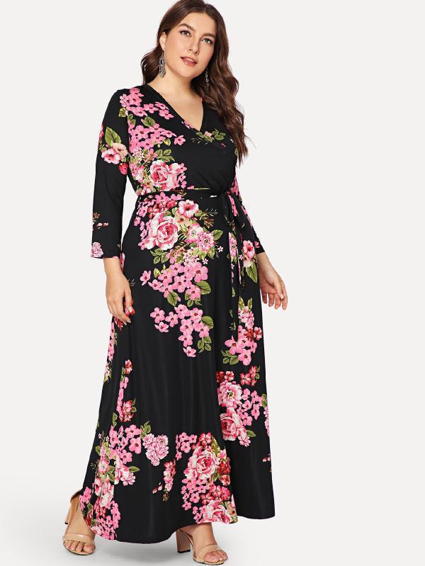 Women's Sleeve Fat Collar Printed Long Dress