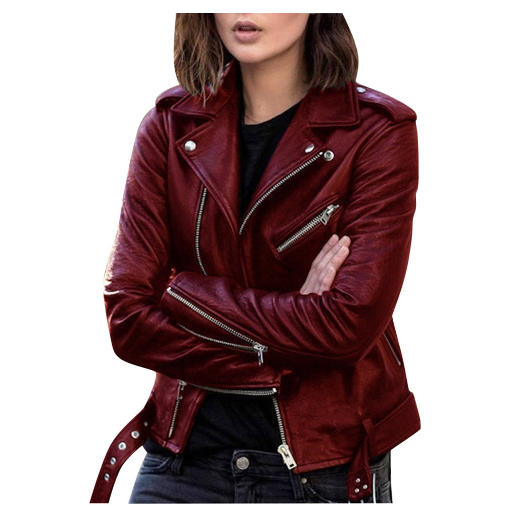 Women's Leather Autumn Spring Korean Style Slim Jackets