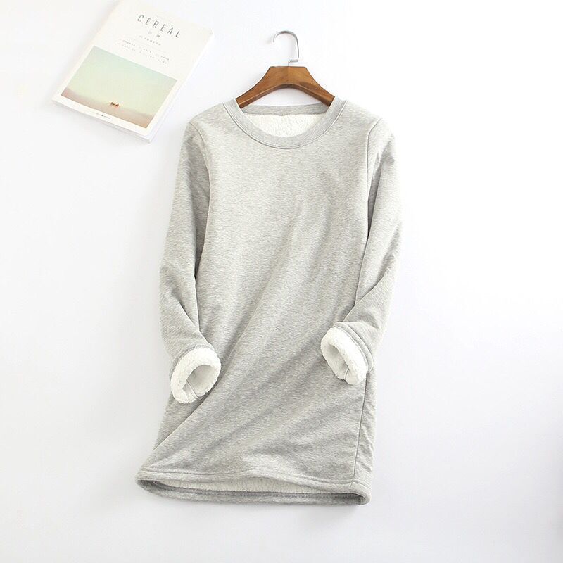 Women's Veet Padded Bottoming Shirt Mid-length Thickened Large Fleece Slim Fit Women's Sweater