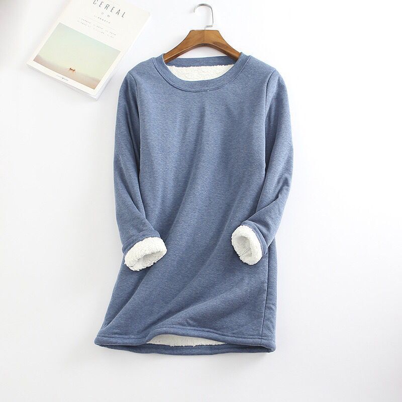 Women's Veet Padded Bottoming Shirt Mid-length Thickened Large Fleece Slim Fit Women's Sweater