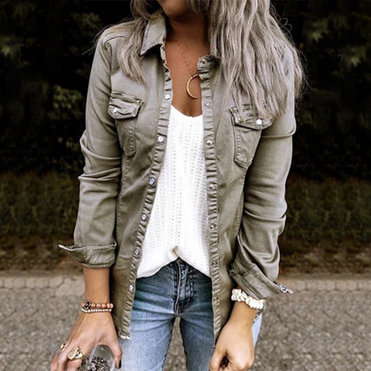 Popular Versatile Attractive Denim Shirt Mid-length Jackets