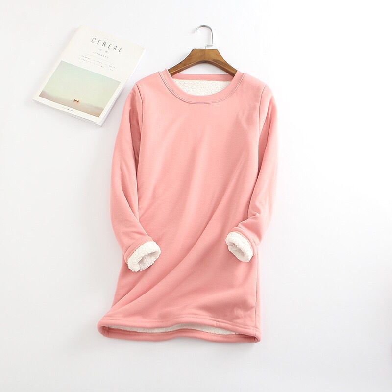 Women's Veet Padded Bottoming Shirt Mid-length Thickened Large Fleece Slim Fit Women's Sweater