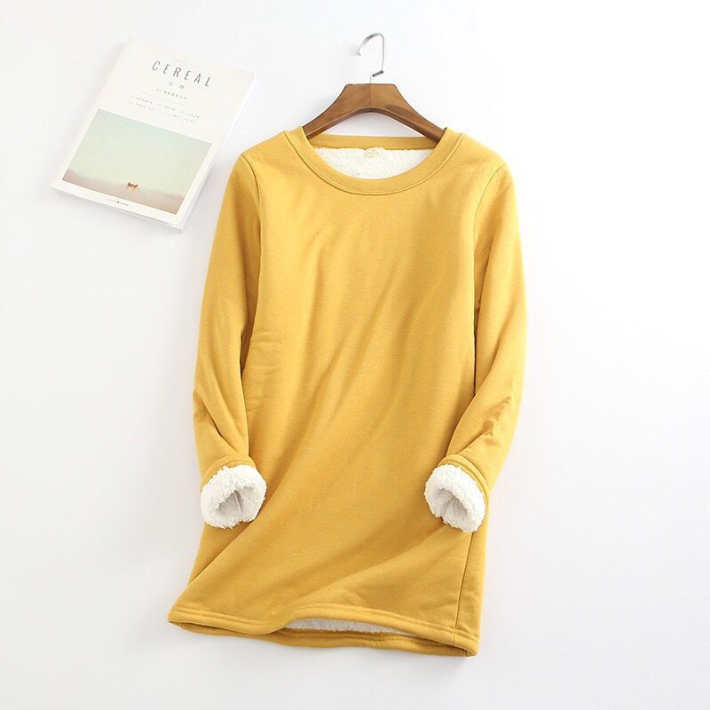Women's Veet Padded Bottoming Shirt Mid-length Thickened Large Fleece Slim Fit Women's Sweater
