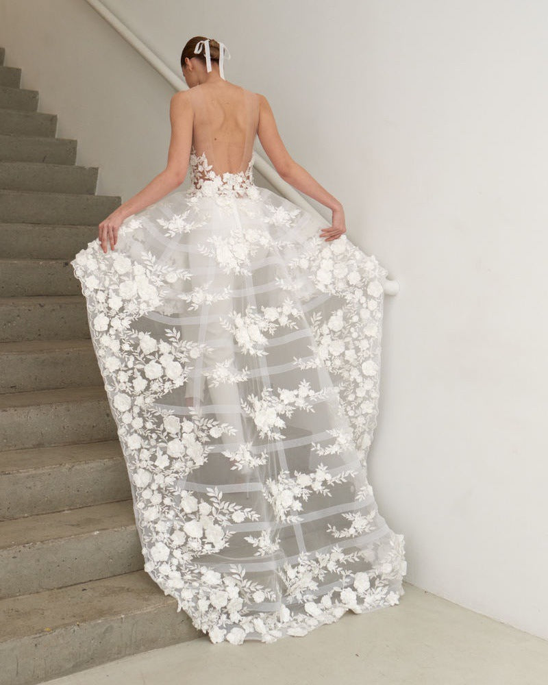 Women's Long Sleeve Lace Mesh Yarn Two Pants