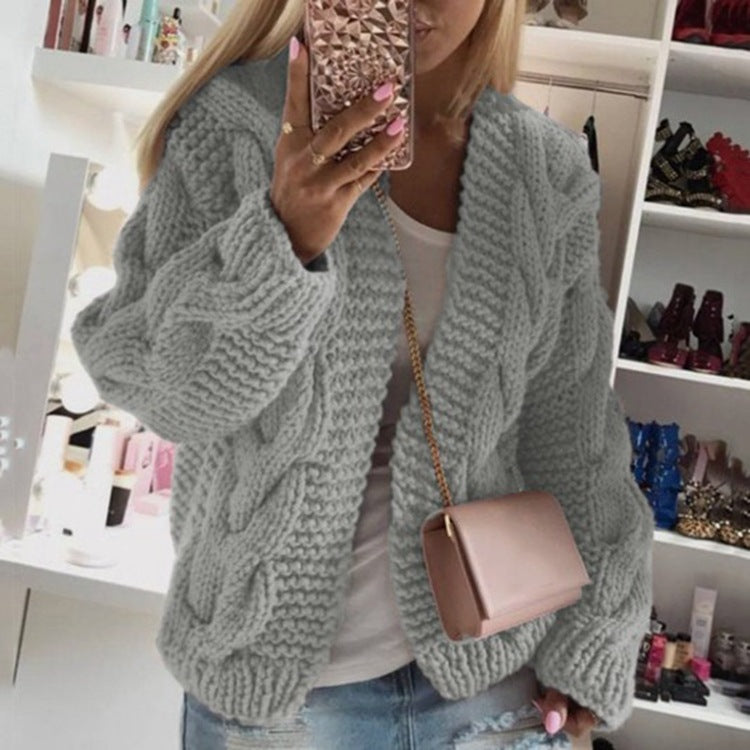 Women's Rough Thick Thread Twist Knitted Cardigans