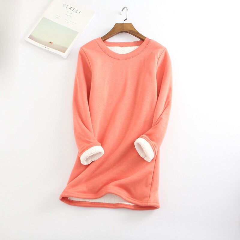 Women's Veet Padded Bottoming Shirt Mid-length Thickened Large Fleece Slim Fit Women's Sweater