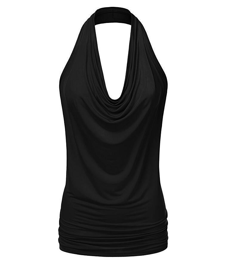 Women's Pullover Sleeveless T-shirt Female Pendant Backless Blouses