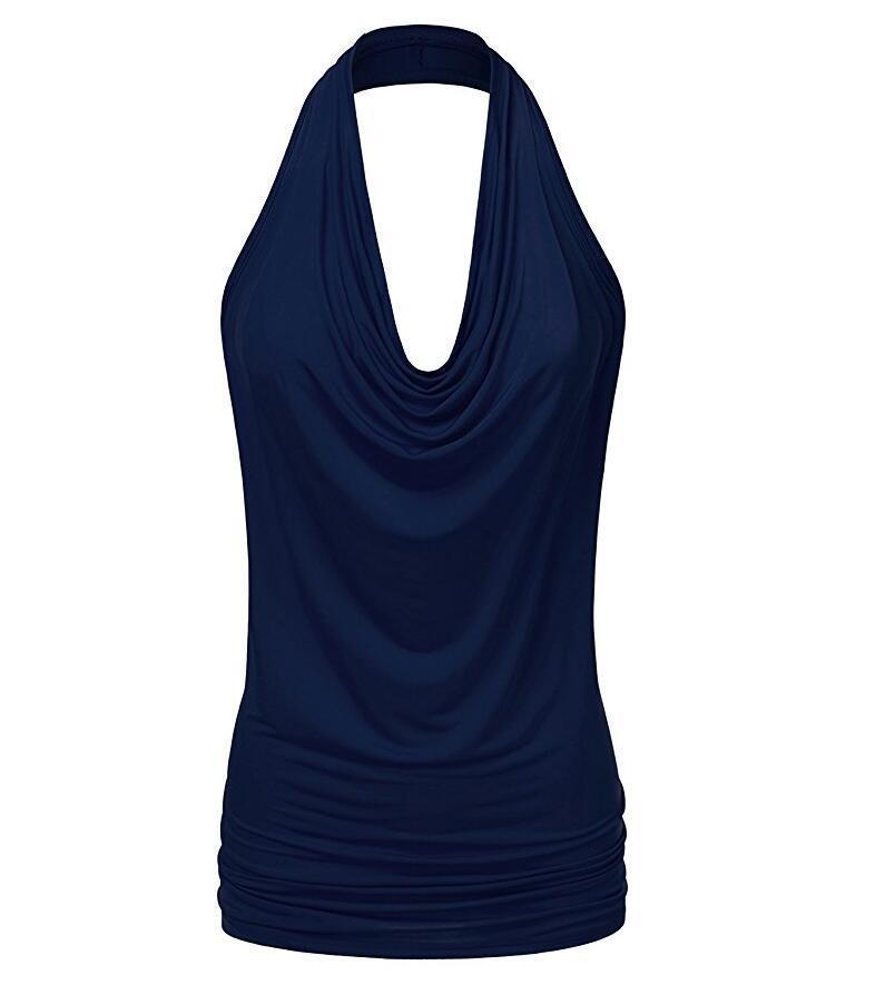 Women's Pullover Sleeveless T-shirt Female Pendant Backless Blouses