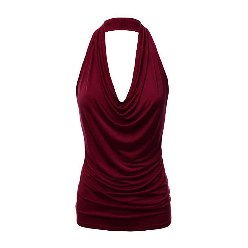 Women's Pullover Sleeveless T-shirt Female Pendant Backless Blouses