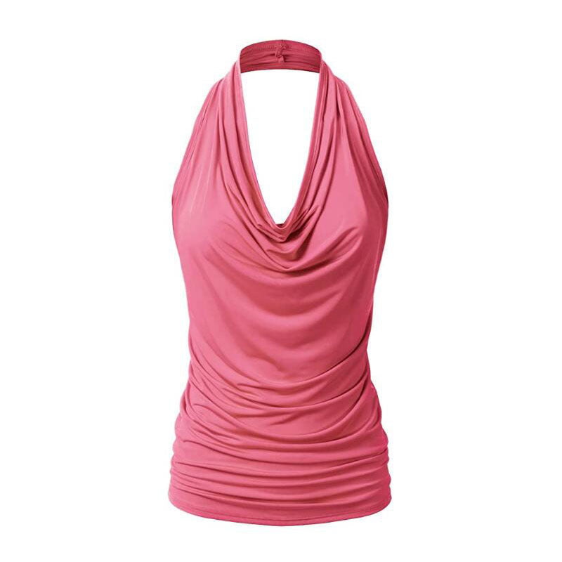 Women's Pullover Sleeveless T-shirt Female Pendant Backless Blouses