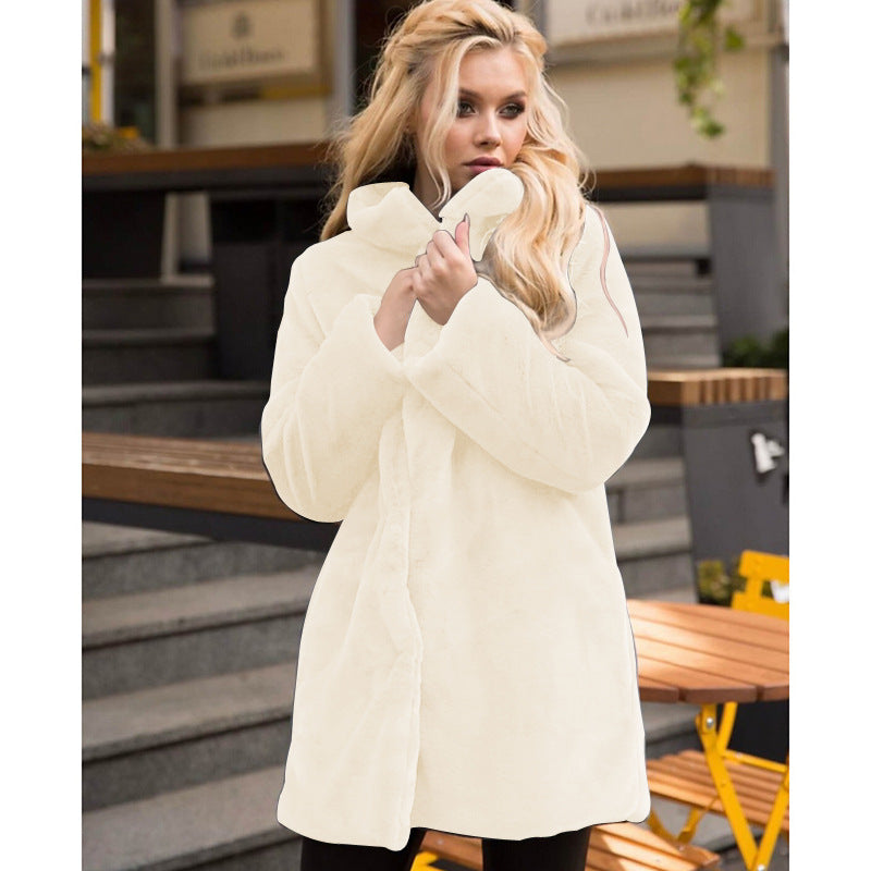 Women's Rex Rabbit Fur Stand Collar Winter Coats