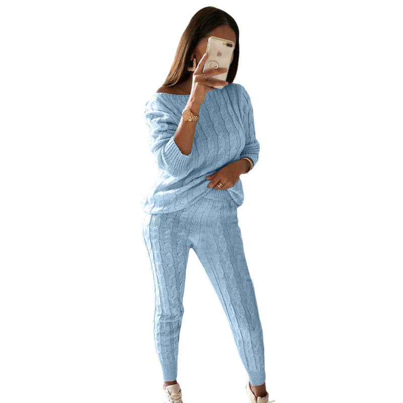 Charming Women's Pajamas Fashion Solid Color Sweater