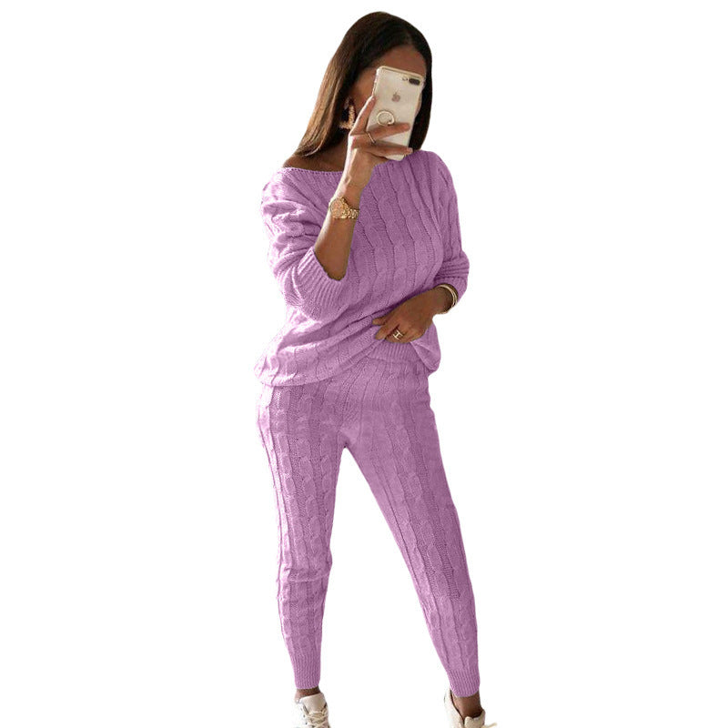 Charming Women's Pajamas Fashion Solid Color Sweater