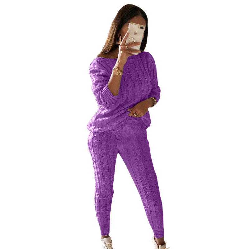 Charming Women's Pajamas Fashion Solid Color Sweater