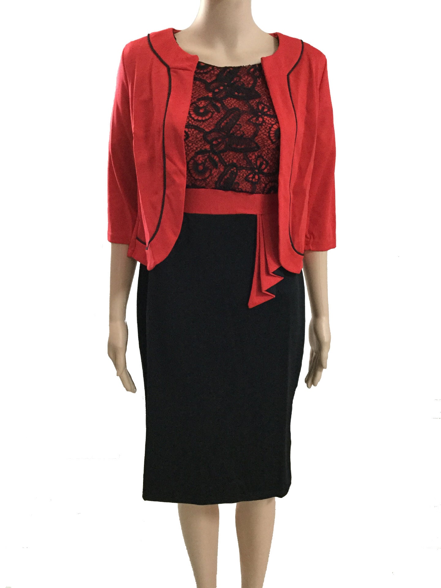 Women's Lace Stitching Dress Commuter Two-piece African Dresses