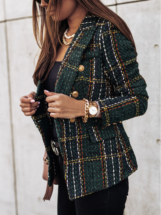 Attractive Long Sleeve Double Breasted Printed Coats