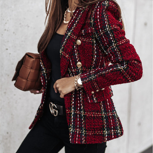 Attractive Long Sleeve Double Breasted Printed Coats