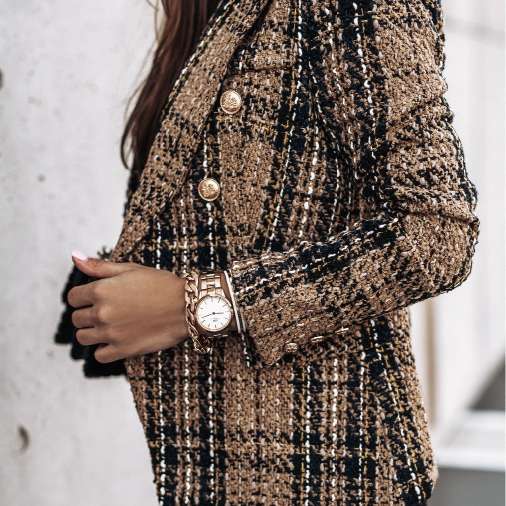 Attractive Long Sleeve Double Breasted Printed Coats