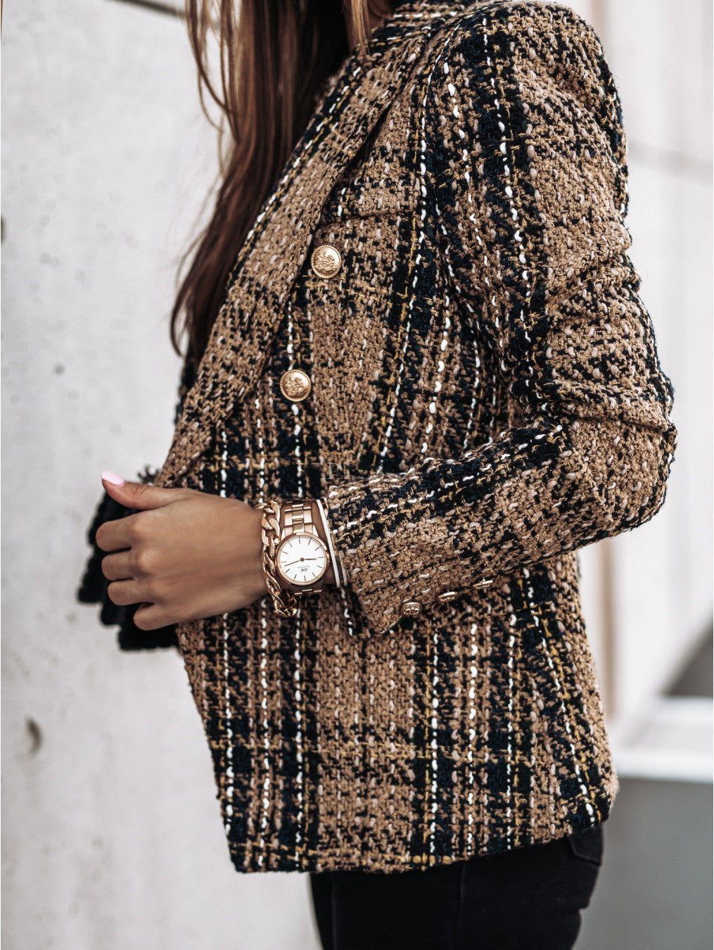 Attractive Long Sleeve Double Breasted Printed Coats