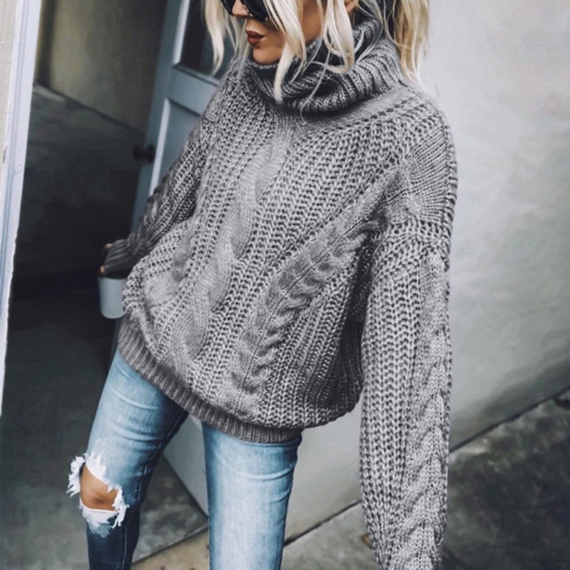 Durable Women's Solid Color Turtleneck Knitting Tops