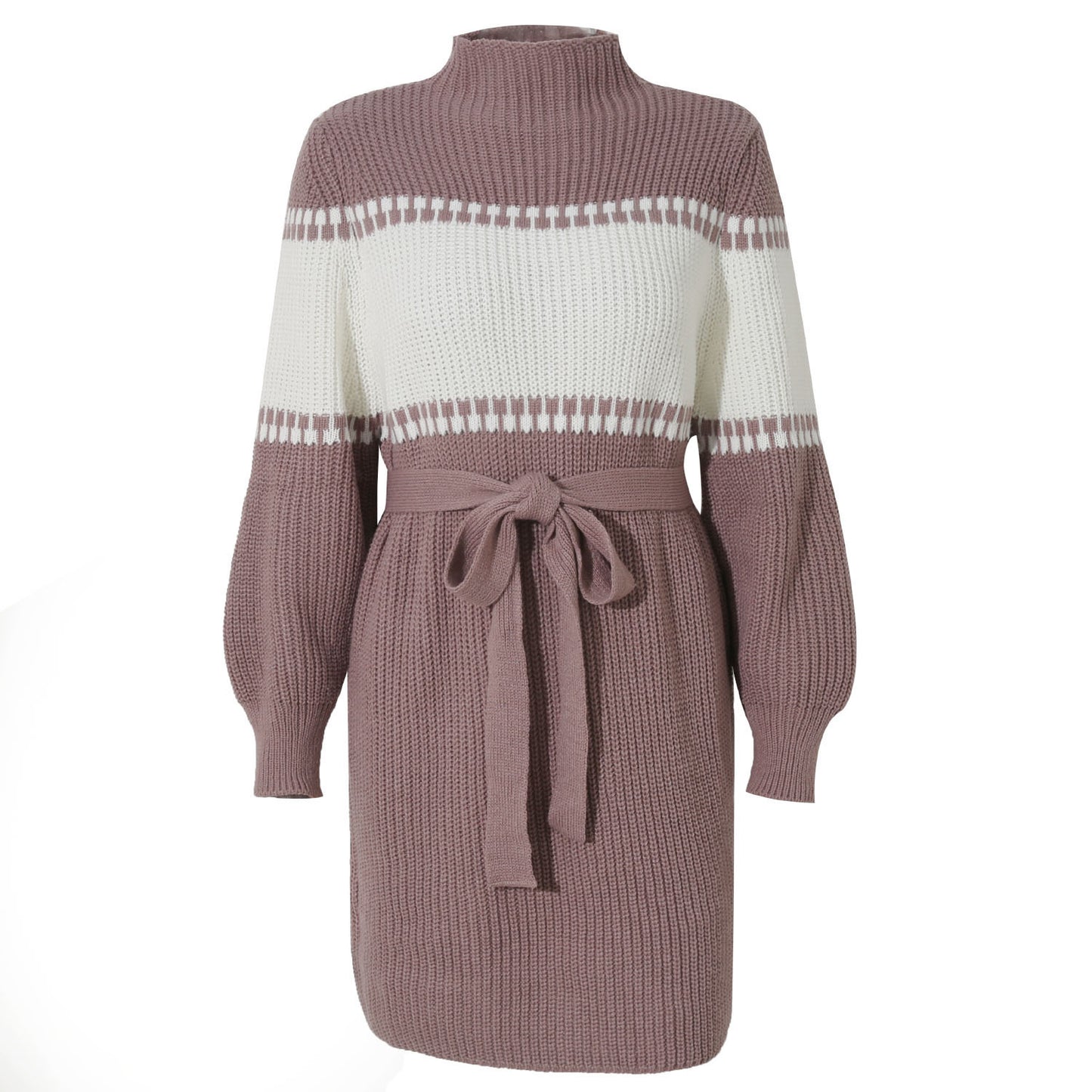 Women's Clearance Long Sleeve Casual Multicolor Half Turtleneck Dress