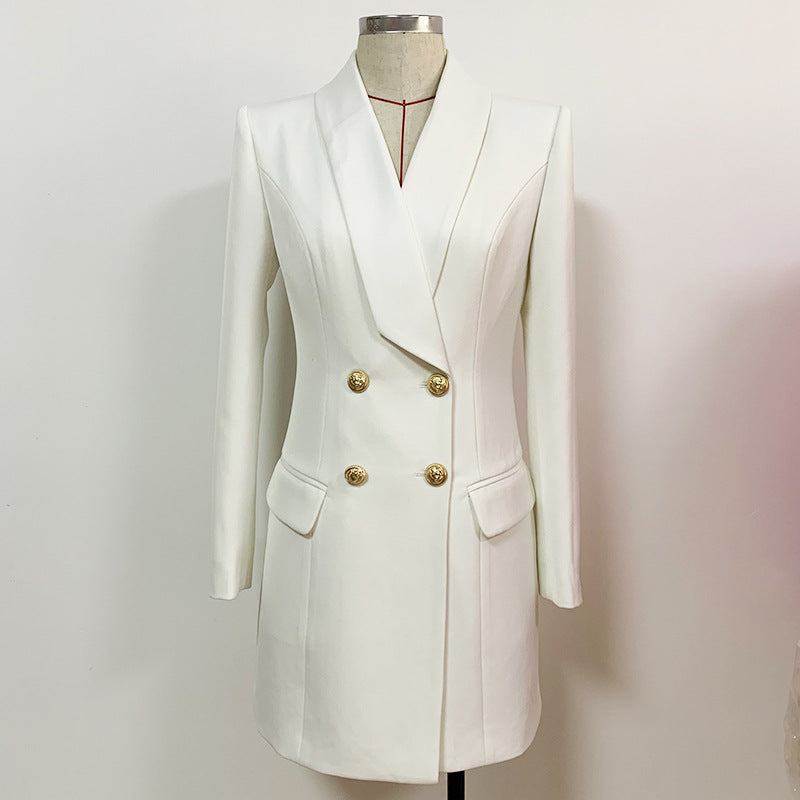 Breasted Satin Green Collar Back Zipper Dress