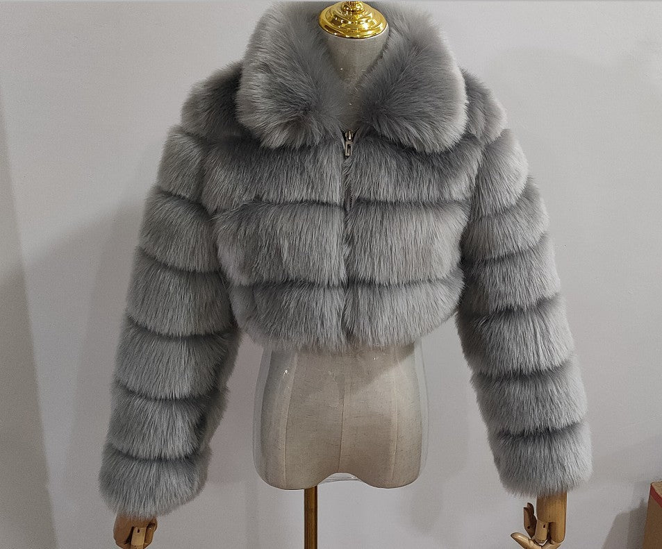 Women's Fur Imitation Fox Lapel Patchwork Long Coats