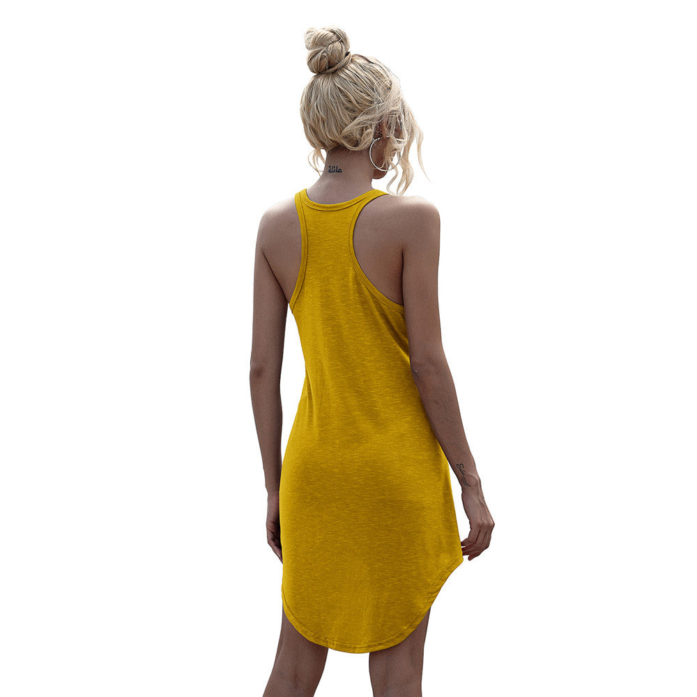 Attractive Cool Glamorous Solid Color Sleeveless Skirts