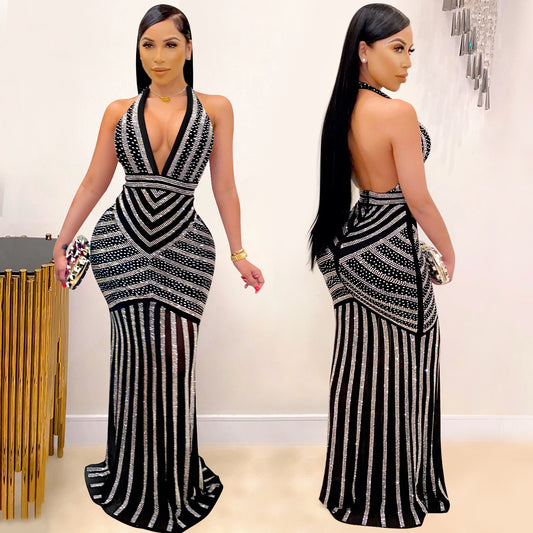 Fashion Deep Backless Nightclub Party Formal Dresses