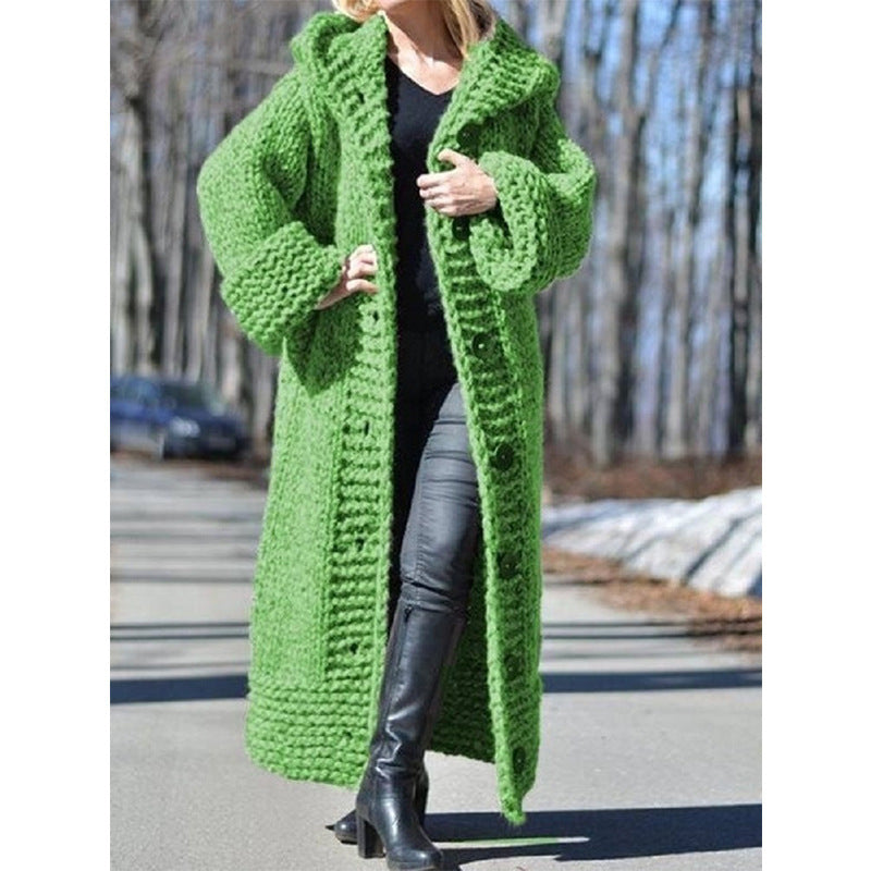 Women's Loose Hooded Long Knitted Large Sweaters