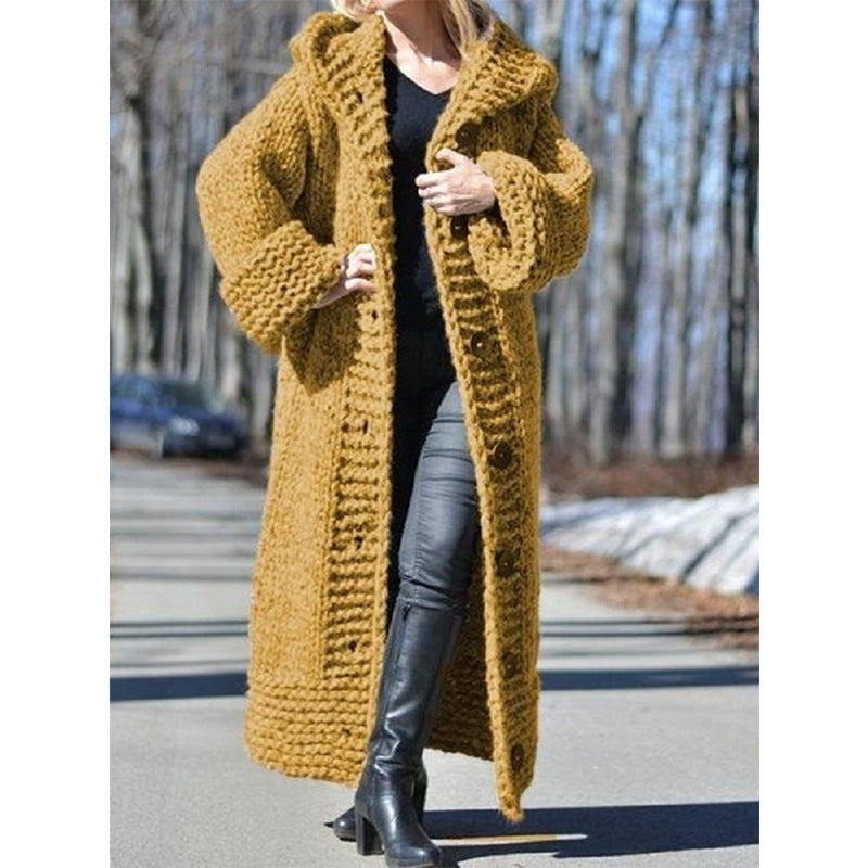 Women's Loose Hooded Long Knitted Large Sweaters
