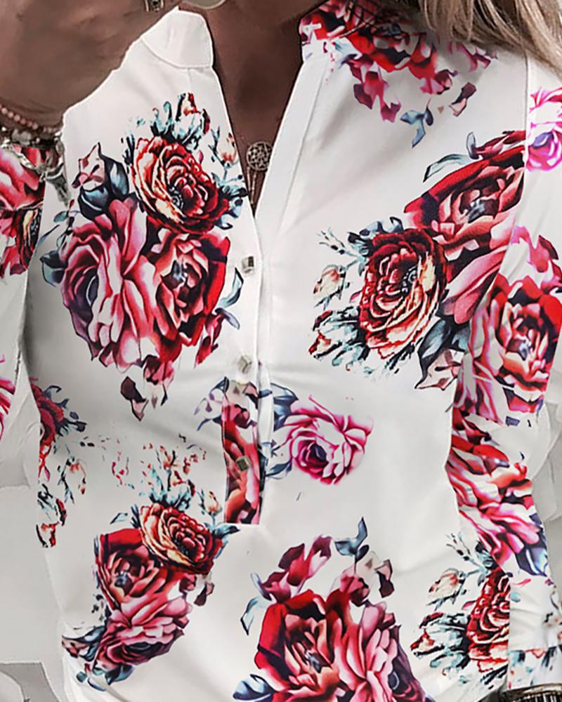 Women's Popular Long Sleeve Printed Shirt Blouses