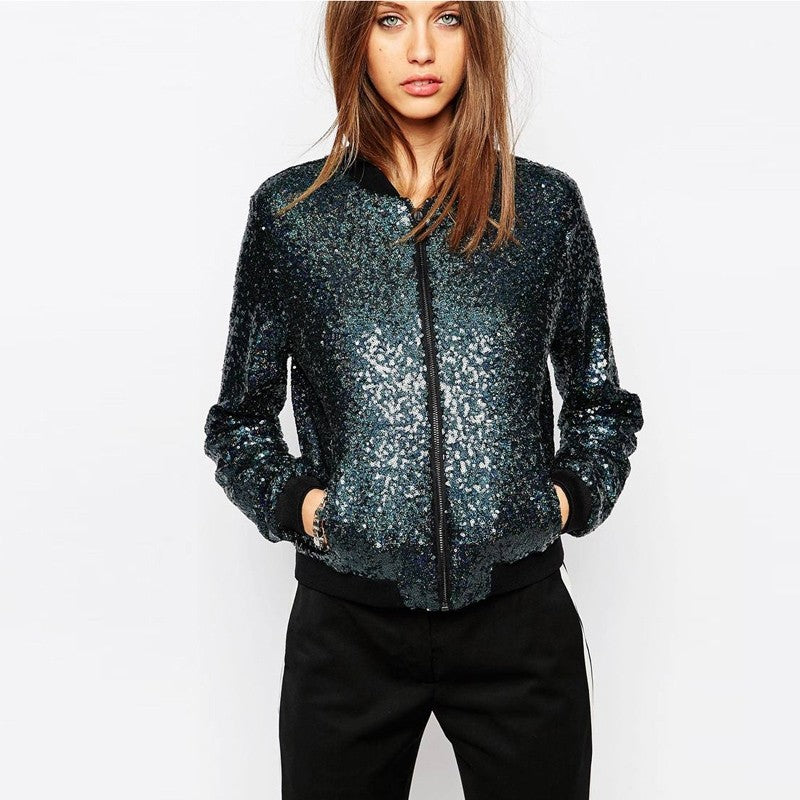 Fashion Sports Style Full Sequined Baseball Jackets