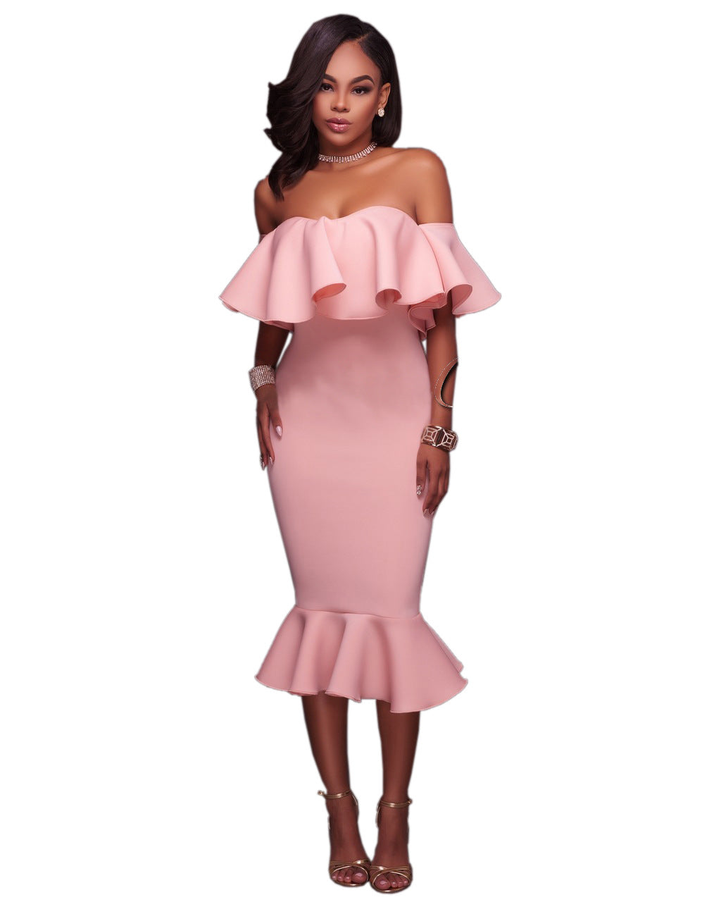 Women's Large Popular Ruffled Sexy Autumn Dress