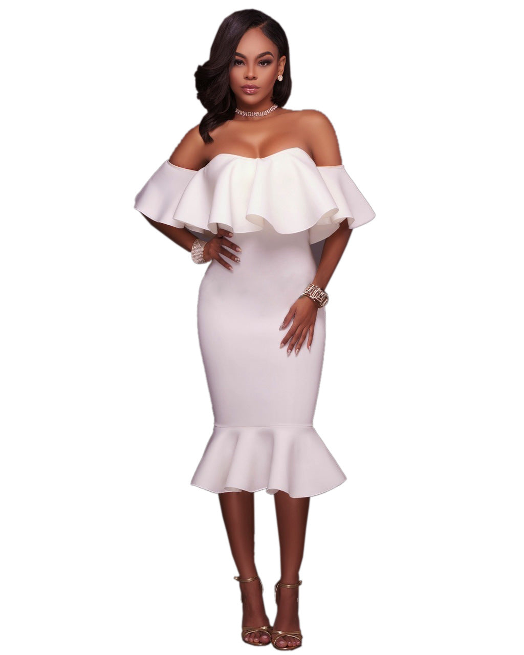 Women's Large Popular Ruffled Sexy Autumn Dress