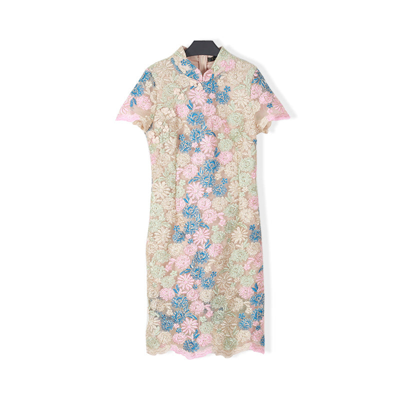 Embroidered Cheongsam Fat Dress Chinese Style Dresses