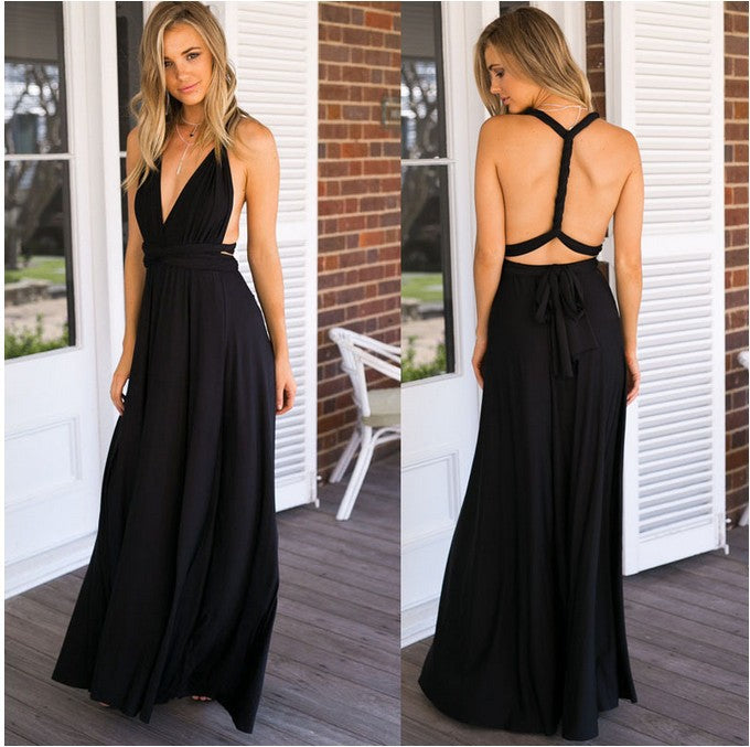 Multiple Cross Backless Sexy Bandage One-piece Dress