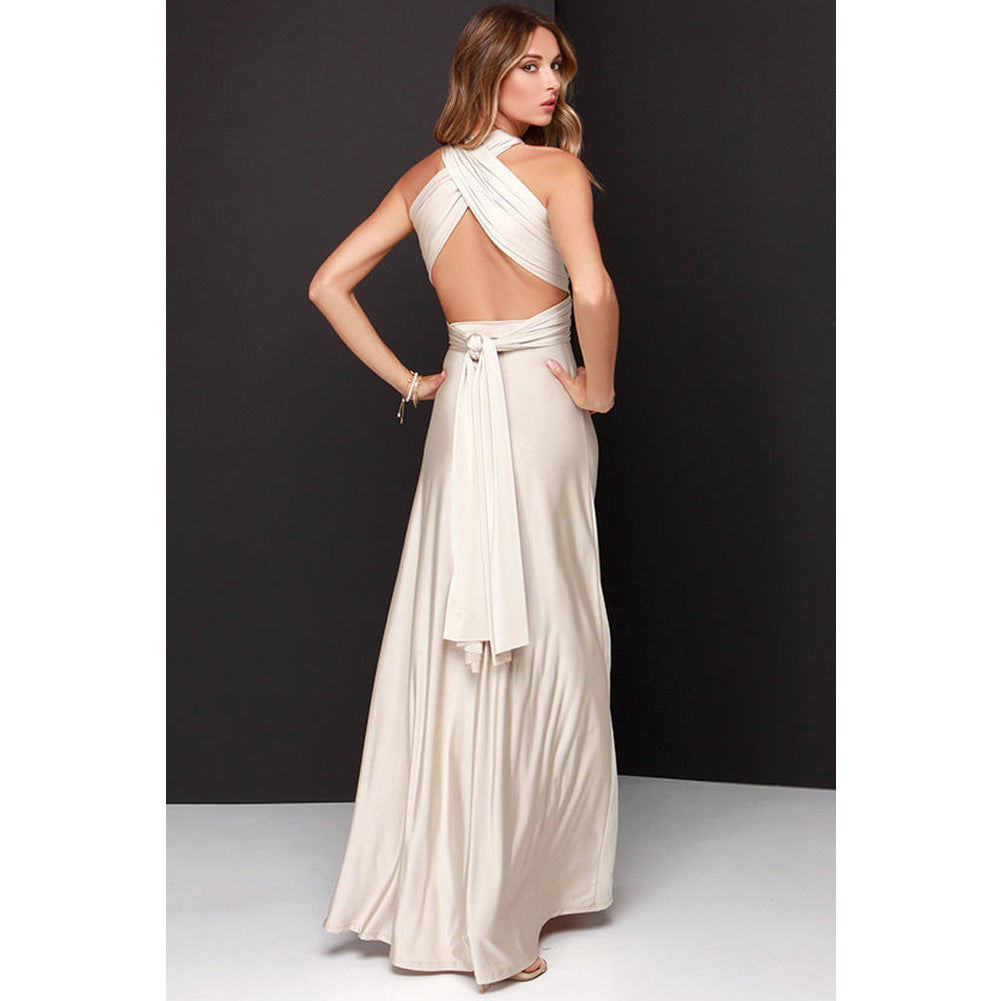 Multiple Cross Backless Sexy Bandage One-piece Dress