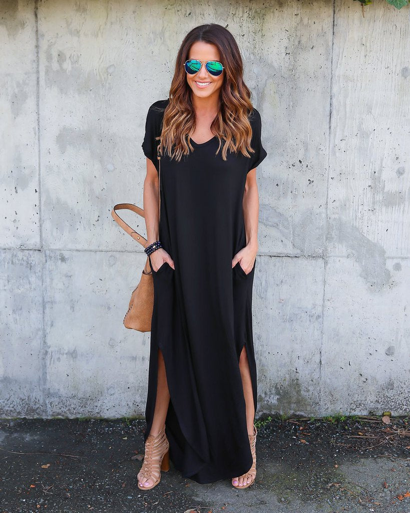 Creative Elegant Long Summer Pocket Split Dress