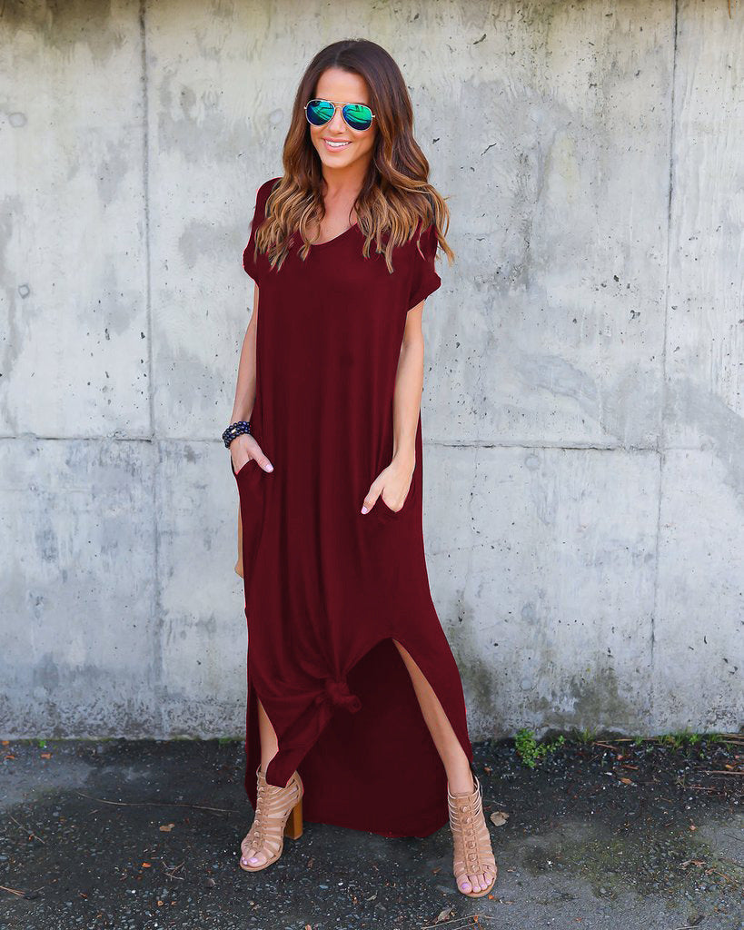 Creative Elegant Long Summer Pocket Split Dress