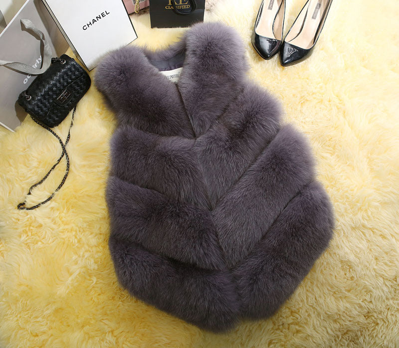 Women's Fur Imitation Fox Mid-length Slimming Patchwork Coats