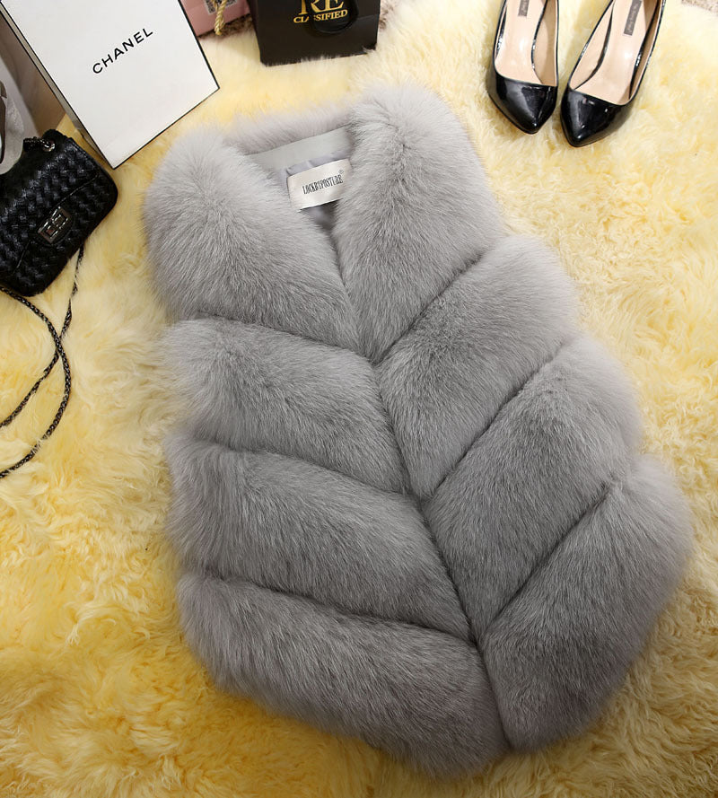 Women's Fur Imitation Fox Mid-length Slimming Patchwork Coats
