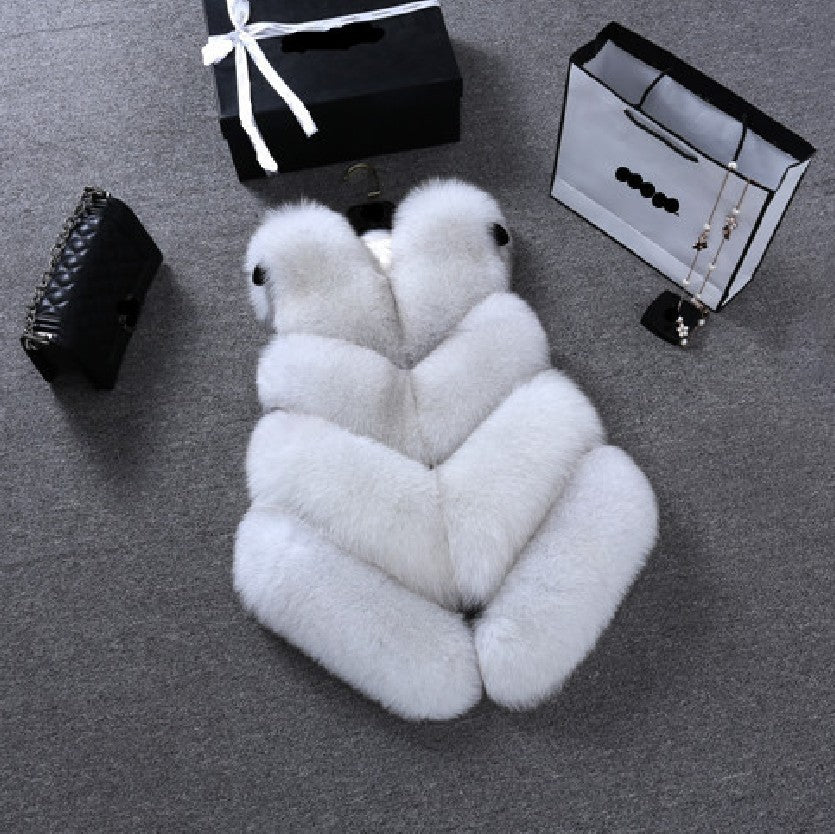 Women's Fur Imitation Fox Mid-length Slimming Patchwork Coats