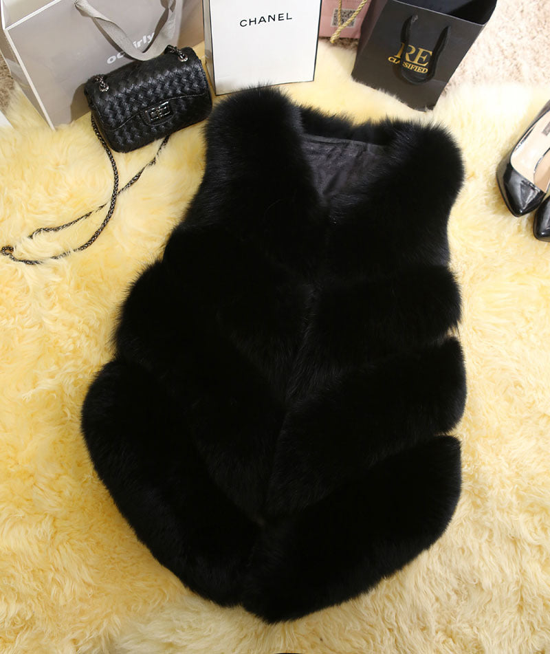 Women's Fur Imitation Fox Mid-length Slimming Patchwork Coats