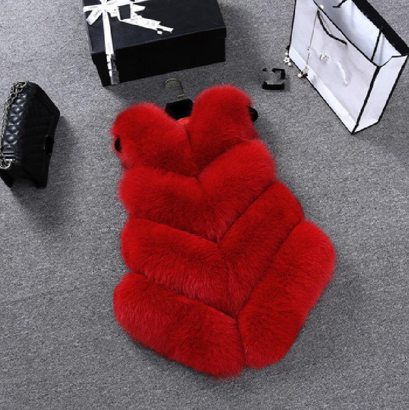 Women's Fur Imitation Fox Mid-length Slimming Patchwork Coats